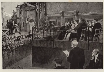 Aufführung der Royal Opera Company vor der Königin im Windsor Castle, Freitag, 6. Juli, Szene aus La Navarraise